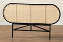 Morgan Two-Tone Black and Natural Brown Rattan Queen Size Standalone Headboard Baxton