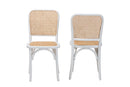 Redell Japandi White Wood and Natural Rattan 2Pc Dining Chair Set Baxton