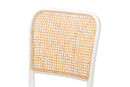 Redell Japandi White Wood and Natural Rattan 2Pc Dining Chair Set Baxton