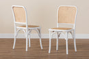 Redell Japandi White Wood and Natural Rattan 2Pc Dining Chair Set Baxton