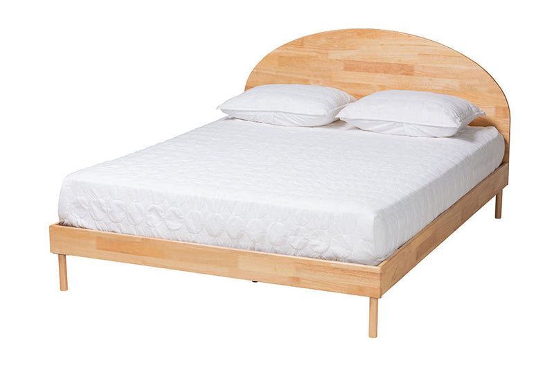 Camila Japandi Natural Brown Queen Size Platform Bed Baxton