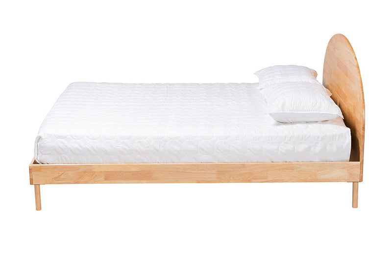 Camila Japandi Natural Brown Queen Size Platform Bed Baxton