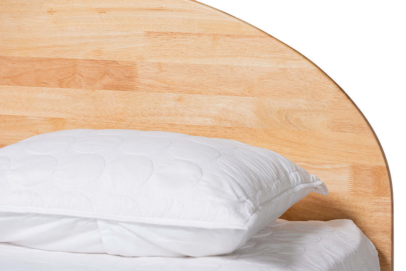 Camila Japandi Natural Brown Queen Size Platform Bed Baxton
