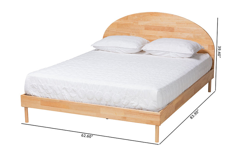 Camila Japandi Natural Brown Queen Size Platform Bed Baxton