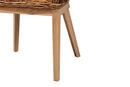 Sadia Natural Brown Finished Teak Wood and Rattan 2Pc Dining Chair Set Baxton