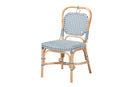 Jasper Blue and White Weaving Natural Rattan Bistro Chair Baxton