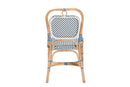 Jasper Blue and White Weaving Natural Rattan Bistro Chair Baxton