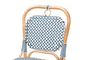 Jasper Blue and White Weaving Natural Rattan Bistro Chair Baxton