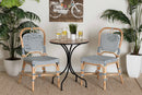 Jasper Blue and White Weaving Natural Rattan Bistro Chair Baxton