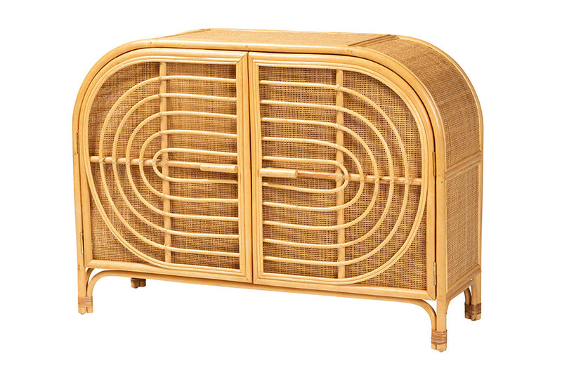 Lepine Natural Brown Rattan 2-Door Sideboard Baxton