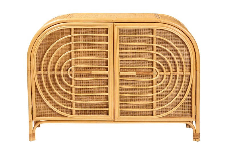 Lepine Natural Brown Rattan 2-Door Sideboard Baxton