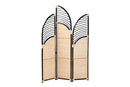 Marieke Two-Tone Black and Natural Brown Rattan Room Divider Baxton