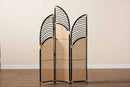 Marieke Two-Tone Black and Natural Brown Rattan Room Divider Baxton