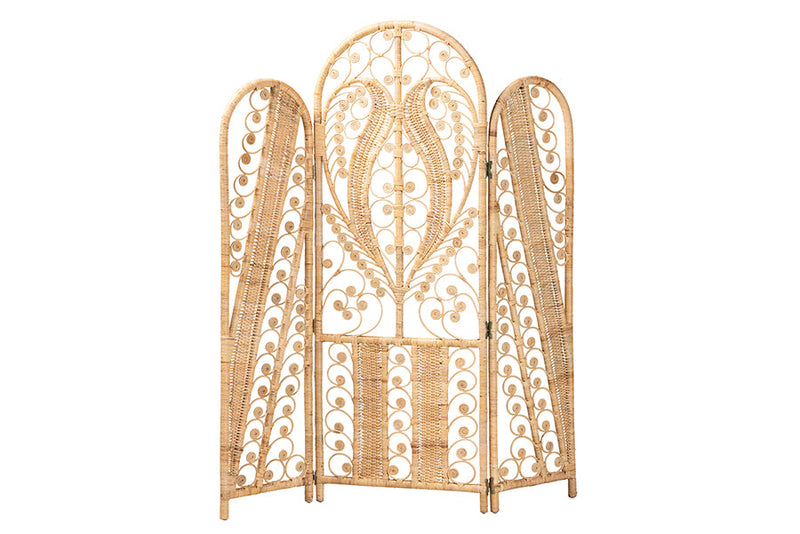Alard Natural Brown Rattan Room Divider Baxton