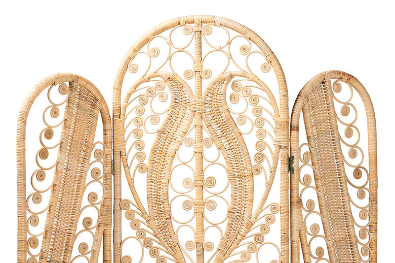 Alard Natural Brown Rattan Room Divider Baxton