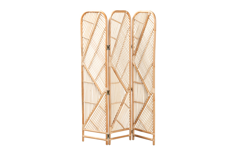 Bianca Modern Bohemian Natural Brown Rattan Room Divider