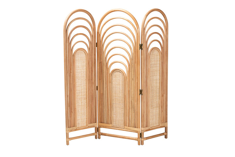 Yannick Natural Brown Rattan Room Divider Baxton