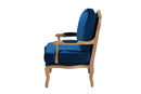 Lanny Traditional Navy Blue Fabric and French Oak Brown Accent Chair Baxton