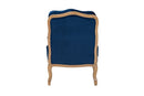 Lanny Traditional Navy Blue Fabric and French Oak Brown Accent Chair Baxton