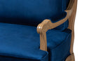 Lanny Traditional Navy Blue Fabric and French Oak Brown Accent Chair Baxton