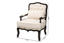 Shiro Cream Fabric and Wenge Brown Accent Chair Baxton