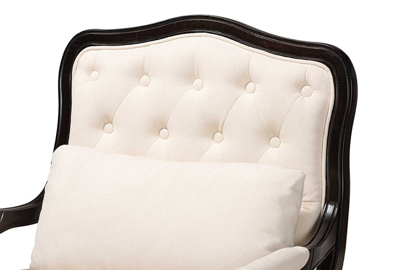 Shiro Cream Fabric and Wenge Brown Accent Chair Baxton