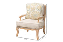 Ovalet Quilted Fabric and Whitewash Accent Chair Baxton
