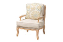 Ovalet Quilted Fabric and Whitewash Accent Chair Baxton