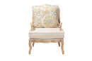 Ovalet Quilted Fabric and Whitewash Accent Chair Baxton
