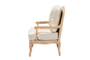 Ovalet Quilted Fabric and Whitewash Accent Chair Baxton