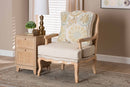 Ovalet Quilted Fabric and Whitewash Accent Chair Baxton