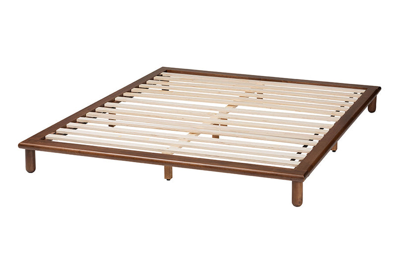 Neves Walnut Brown Queen Size Bed Baxton