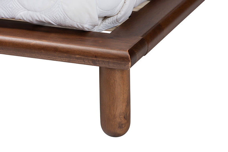 Neves Walnut Brown Queen Size Bed Baxton