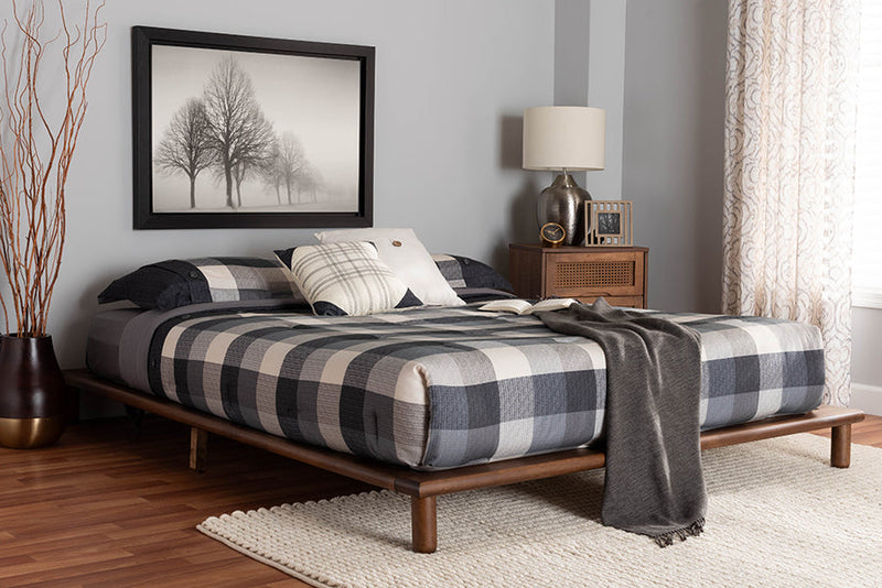 Neves Walnut Brown Queen Size Bed Baxton