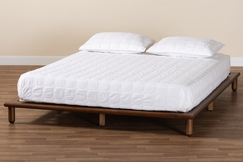 Neves Walnut Brown Queen Size Bed Baxton