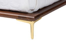 Windsor Walnut Brown and Gold Metal King Size Bed Baxton