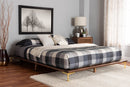 Windsor Walnut Brown and Gold Metal King Size Bed Baxton