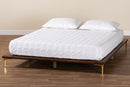Windsor Walnut Brown and Gold Metal King Size Bed Baxton