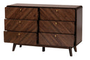 Sorrento Walnut Brown 6-Drawer Dresser Baxton
