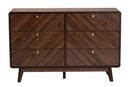Sorrento Walnut Brown 6-Drawer Dresser Baxton