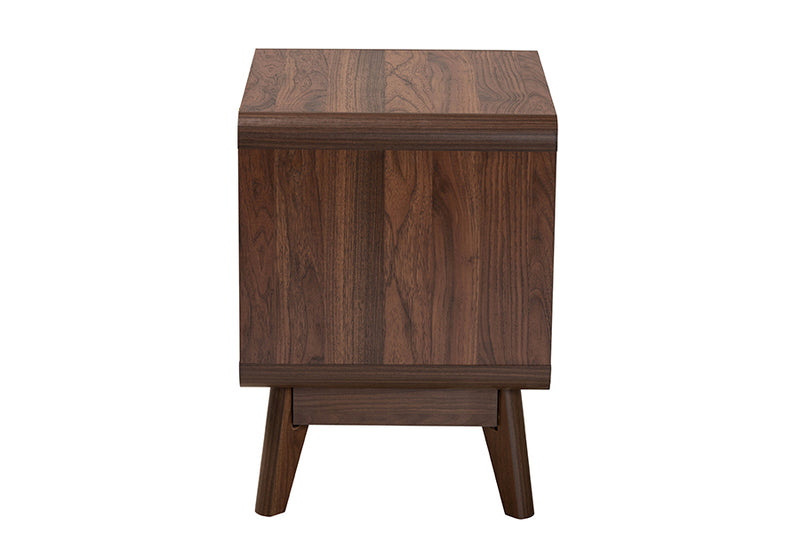 Sorrento Mid-Century Walnut Brown Finished Wood 2-Drawer Nightstand