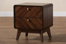 Sorrento Walnut Brown 2-Drawer Nightstand Baxton