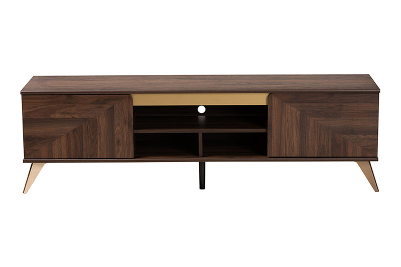 Raisa Mid-Century Walnut Brown Finished Wood 2-Door TV Stand