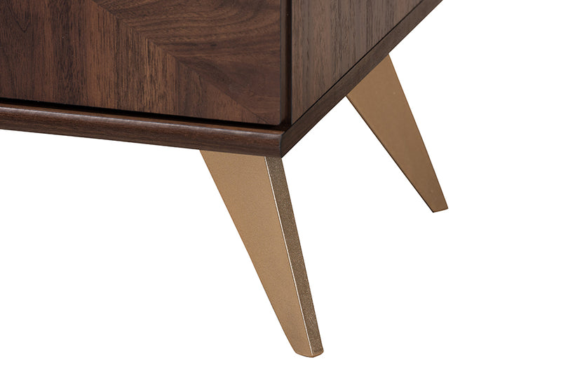 Raisa Mid-Century Walnut Brown Finished Wood 2-Door TV Stand