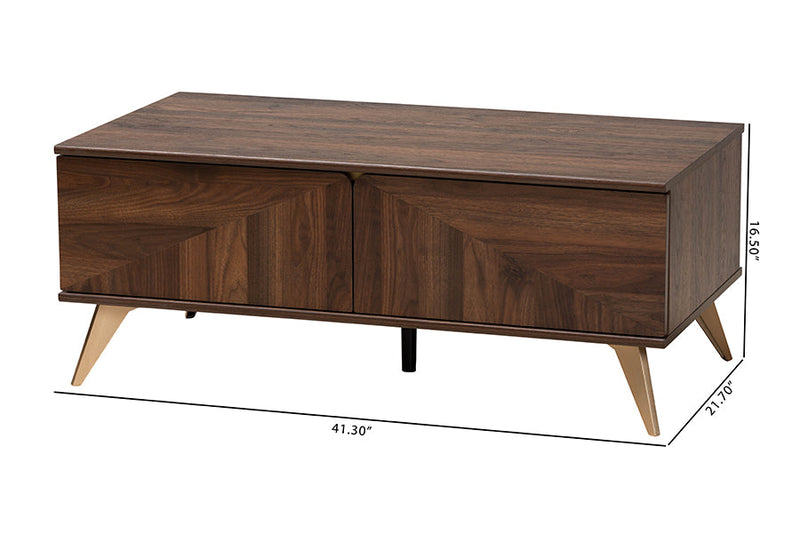 Raisa Walnut Brown 2-Drawer Coffee Table Baxton