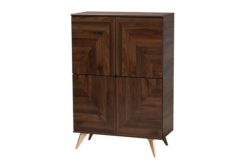 Raisa Mid-Century Walnut Brown Finished Wood Shoe Cabinet