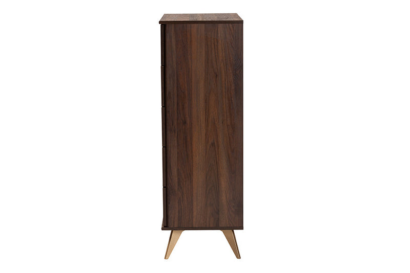 Raisa Walnut Brown 5-Drawer Storage Chest Baxton