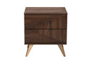Raisa Walnut Brown 2-Drawer Nightstand Baxton