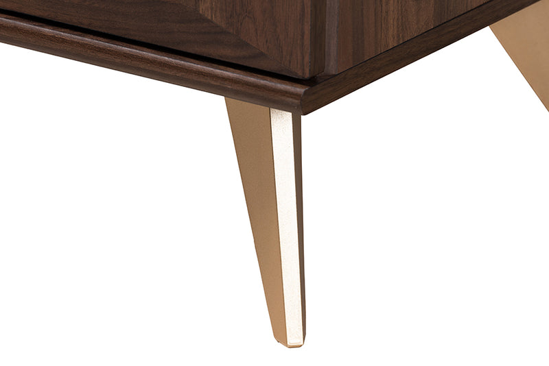 Raisa Mid-Century Walnut Brown Finished Wood 2-Drawer Nightstand