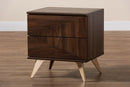 Raisa Walnut Brown 2-Drawer Nightstand Baxton